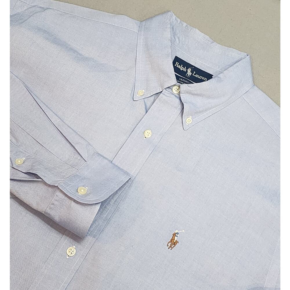 Ralph Lauren Yarmouth Pinpoint Oxford Men's Blue Button Up Shirt SZ 16.5 33